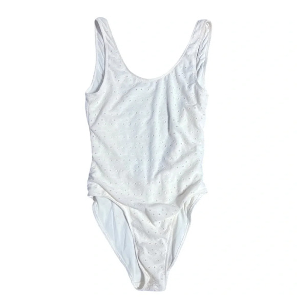 Lei1984 size 0 eyelet swimsuit in excellent like-new condition ivory cream - Picture 1 of 5